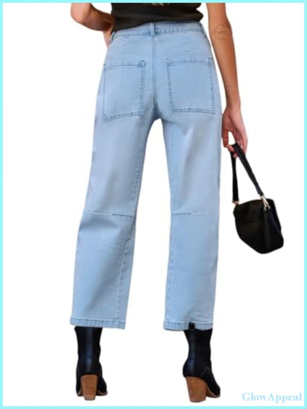 Baggy Barrel Jeans High Waisted Wide Leg Boyfriend Denim Ankle Pants - Picture 5 of 6
